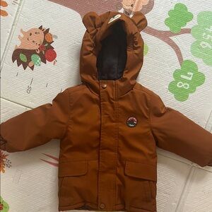 Brown Hooded Baby Jacket with Bear Ears